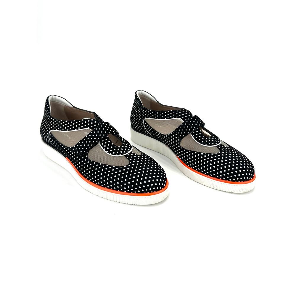 BeautiFeel Edyta Black White Polka Dot 3D Size 5-5.5/36 Suede Cushioned Antislip